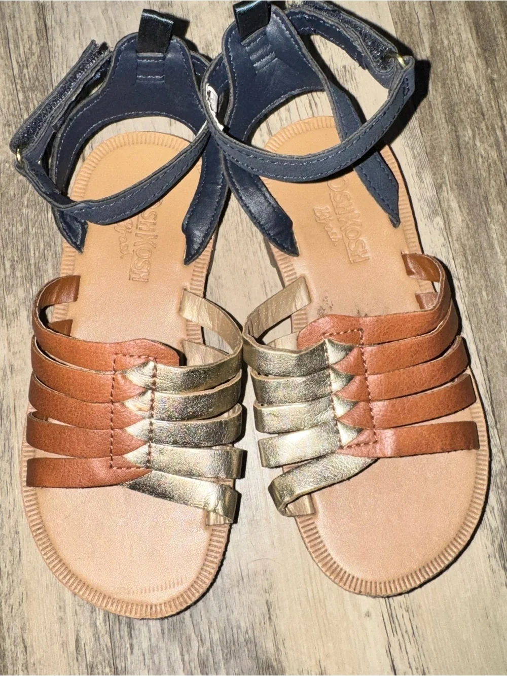OshKosh B'gosh Brown and Navy Girls Strappy Sandals